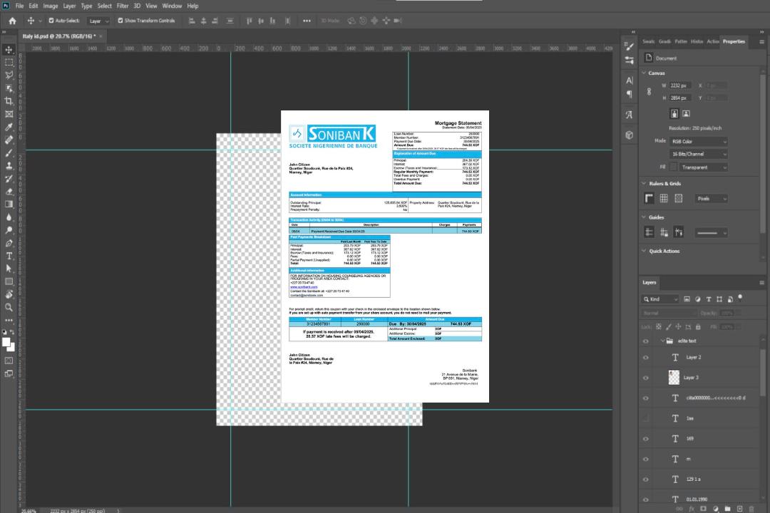 Modèle Word et PDF de relevé hypothécaire de la Sonibank du Niger template Modèle Word et PDF de relevé hypothécaire de la Sonibank du Niger template